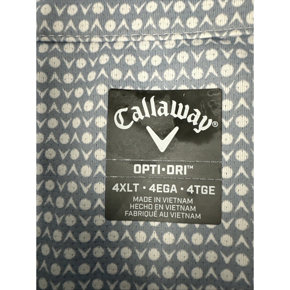 CALLAWAY Opti-Dri Mens Performance Swing Tech Polo Shirt 4XLT AOP Swiss Dot EUC - Picture 3 of 10